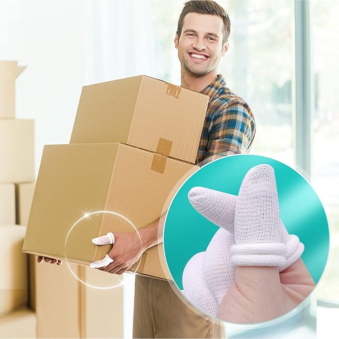 Dimora Finger Cots, Pack of 60 (Large Size) Finger Protectors, Breathable Bandages for Wound Care, Stretchy Sleeves for Gardening, Fitness and Cargo Handling, White
