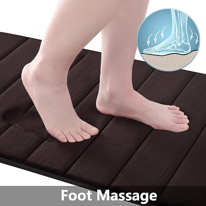 Buganda Memory Foam Bath Mat, 59" x 17", Ultra Soft and Non-Slip Bathroom Rugs, Water Absorbent and Machine Washable Bath Rug Runner for Bathroom, Shower, and Tub, Brown