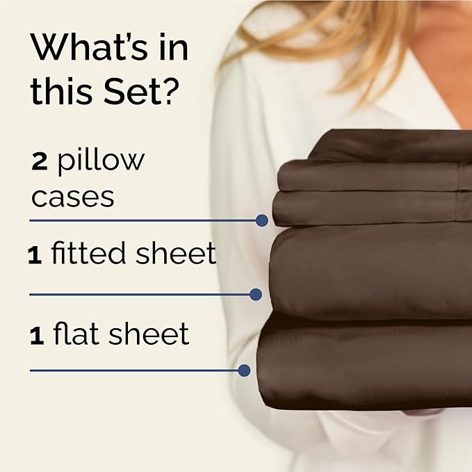 Twin XL 4 Piece Sheet Set - Cooling & Breathable Bed Sheets - Hotel Luxury Bed Sheets for Women, Men, Kids & Teens - Bedding with Deep Pockets & Easy Fit - Soft and Wrinkle Free - Twin XL Brown Sheets