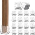 24PCS Square Chair Leg Floor Protectors for Hardwood Floors, Thicken Rubber Chair Leg Cap Covers, Non Slip Furniture Leg Pads to Protect Wood Tile Floors from Scratches and Reduce Noise