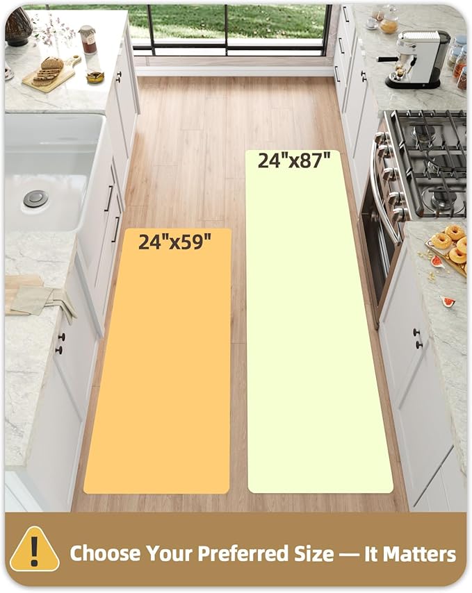 Color&Geometry Anti Fatigue Kitchen Mats for Floor 24x87, Vintage Decor, Easy Clean, Waterproof & Oil Proof, 0.4" Thick Cushioned, Non-Slip Kitchen Runner Rug for Sink, Laundry, Office, Blue