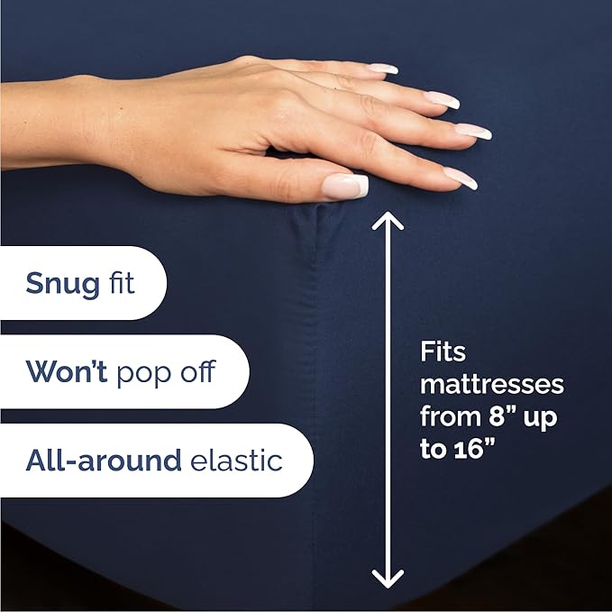 Queen 6 Piece Sheet Set - Cooling & Breathable Bed Sheets - Hotel Luxury Bed Sheets for Women, Men, Kids & Teens - Bedding with Deep Pockets & Easy Fit - Soft and Wrinkle Free - Queen Navy Blue Sheets