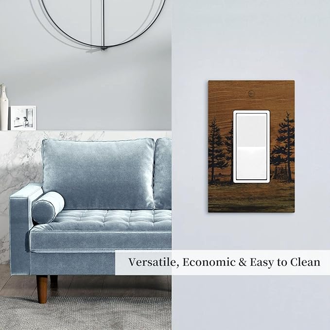 Decorative Outlet Covers Rustic Farmhouse Brown Board Pine Tree Wood Grain 1 Gang Rocker Light Switch Cover Plate Single Gfci Light Switch Covers Wall Plate for Bathroom Decor