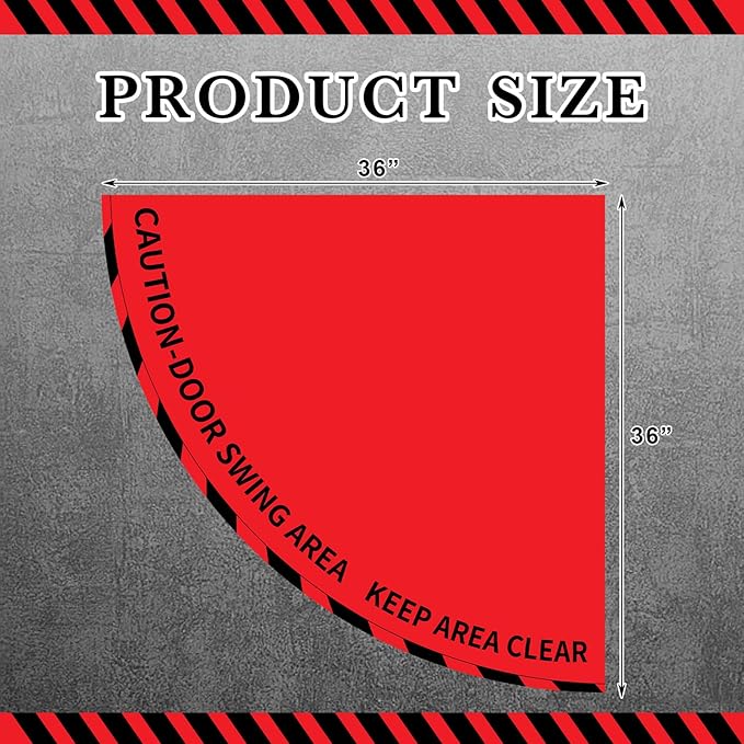 1 Pack Door Swing Caution Floor Sign for Safety Warning Door Swing Area Keep Area Clear Floor Sign Vinyl Non Slip Surface (36 x 36 Inches,Textured,Red)