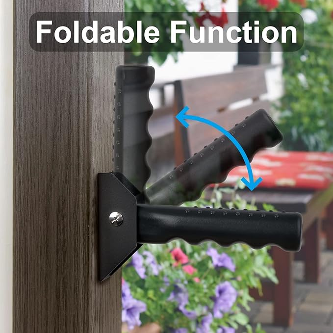 2 Pack Flip Up Grab Bar for Doorway/Stairs Safety Assist Handles for Elderly Non-Slip Grip Bar Great for Seniors, Elderly, Disabled, Handicap and Injured People - Suitable for Wood Door (Black)