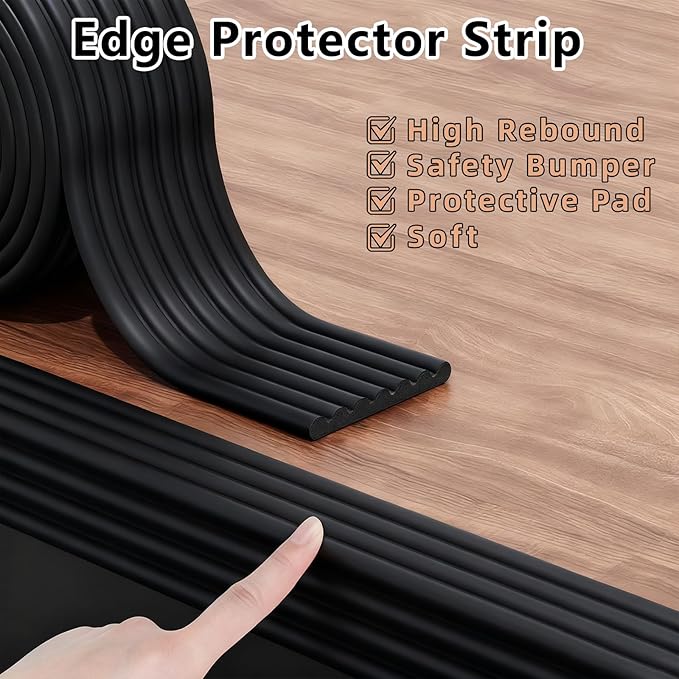 Baby Corner Guards 13.12FT - Ultra Soft Sponge Edge & Corner Protectors,Desk Edge Cushion,for Furniture, Table, Fireplace - Safety Bumper with Strong Adhesive Tape, Black,3.15 Inch Wide