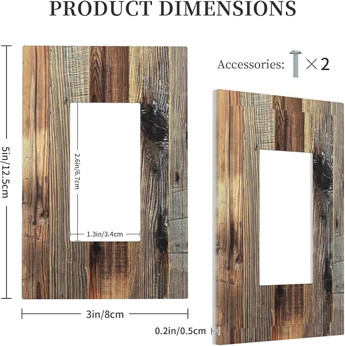 Barn Brown Wood Rustic Weathered Wood Print Decorative Outlet Covers 1 Gang Single Rocker Light Switch Cover Plate Wall Plates GFCI Faceplate for Farmhouse Home Decor