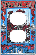 Outlet Covers Hippy Skull Red Rose Floral Decorative 1 Gang Duplex Light Switch Cover Plate Receptacle Wall Plate Electrical Switch Plate Covers for Bathroom Decor