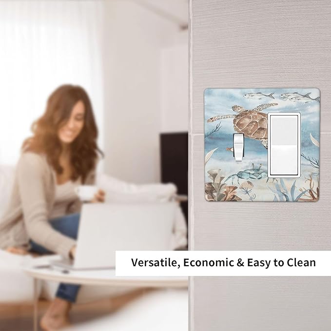 Outlet Covers Sea Turtle Coral Reef Nauticaltheme 1 Toggle 1 Rocker Combination Decorative Wall Plate Electrical Switch Plates Light Switch Cover Plate for Kids room Bathroom Decor