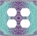 Decorative Light Switch Cover Plate Ombre Modern Mandala Floral Geometric 2 Gang Socket Covers Double Duplex Wallplates Switch Plates and Outlet Covers for Bedroom Bathroom Decor