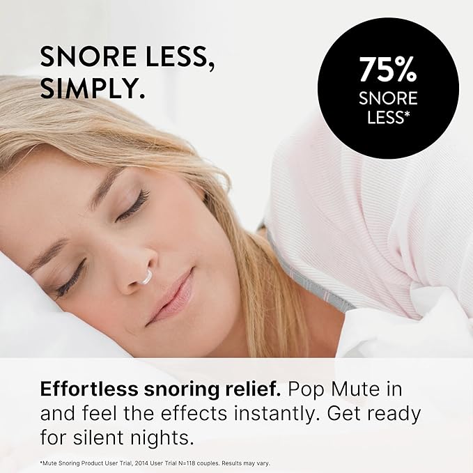 Mute by Rhinomed Nasal Dilator for Snore Reduction | Small 3pk | Increase Airflow | Anti Snoring Devices | Nasal Dilators for Sleeping | Internal Nasal Dilator | Snoring Solution | Transparent