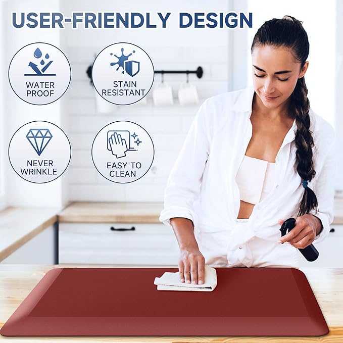 4/5 Inch Thick Kitchen Mats for Floor, StepRite Kitchen Rug for Standing Desk, Non-Slip, Thicker, Stain & Water Resistant, Comfort Anti Fatigue Floor Mat for Home, Kitchen, Office - Red,70 * 24''