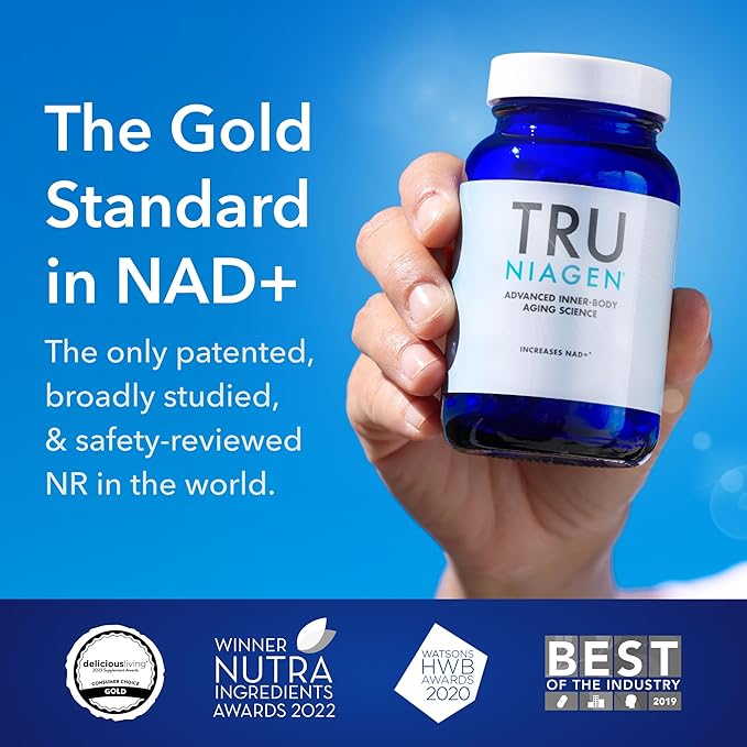 TRU NIAGEN Patented NAD Supplement for Anti Aging and Cell Regeneration, 300 mg Niagen, 90 Servings | Supports Cellular Energy, Brain, Muscle | Nicotinamide Riboside (NR) Take 1 Daily | 2 Bottles