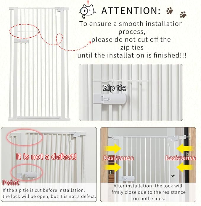 Lumizone Extra Tall Cat Gate 55.12" High Pressure Mounted Extra Wide 2025 New (17 Sizes) 1.37" Gap No Drilling Auto-Close One-Handed Operation Tall Pet Gate for Dogs(White, 55.12" H x 29.92"-46.64" W)
