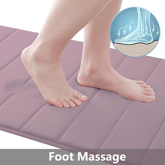 Buganda Memory Foam Bath Mat, 60" x 24", Ultra Soft and Non-Slip Bathroom Rugs, Water Absorbent and Machine Washable Bath Rug Runner for Bathroom, Shower, and Tub, Mauve