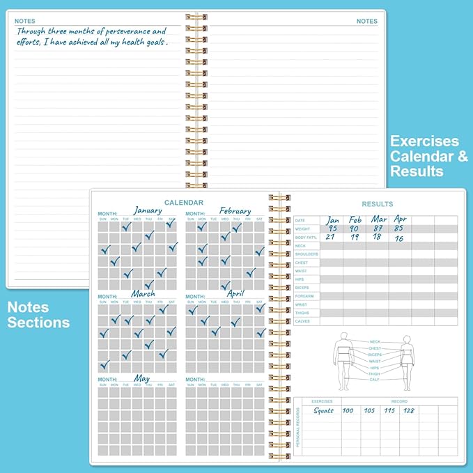 Simplified Fitness Journal for Women & Men,A5 Workout Journal/Planner Daily Exercise Log Book to Weight Loss, Gym, Muscle Gain, Bodybuilding Progress, 5.8"x8.3", Teal Flower