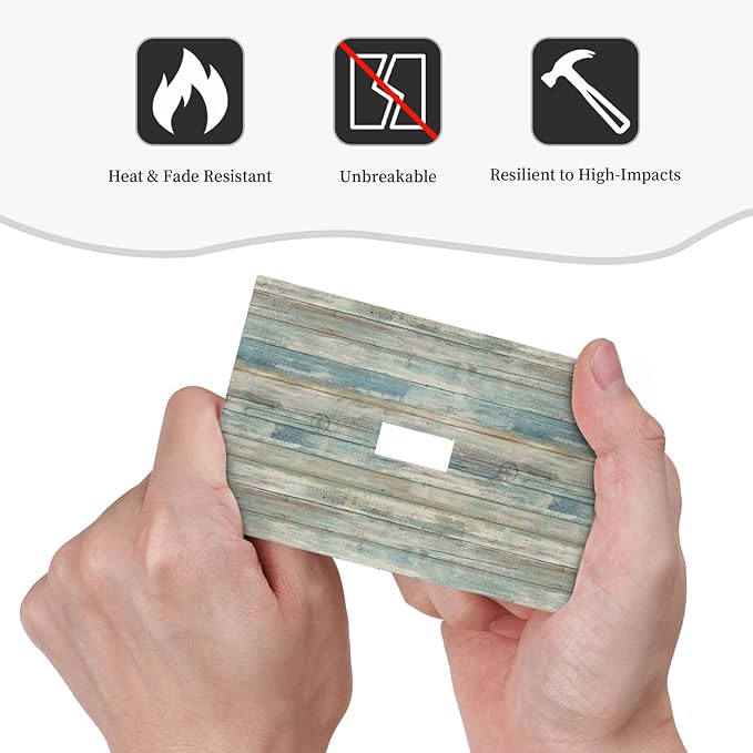 Tea Vintage Wood Plank Distressed Grain Rustic Shiplap Board Single Toggle Light Switch Covers Decorative 1 Gang Wall Plates Cover Electrical Device Switchplate for Farmhouse Bathroom Decor