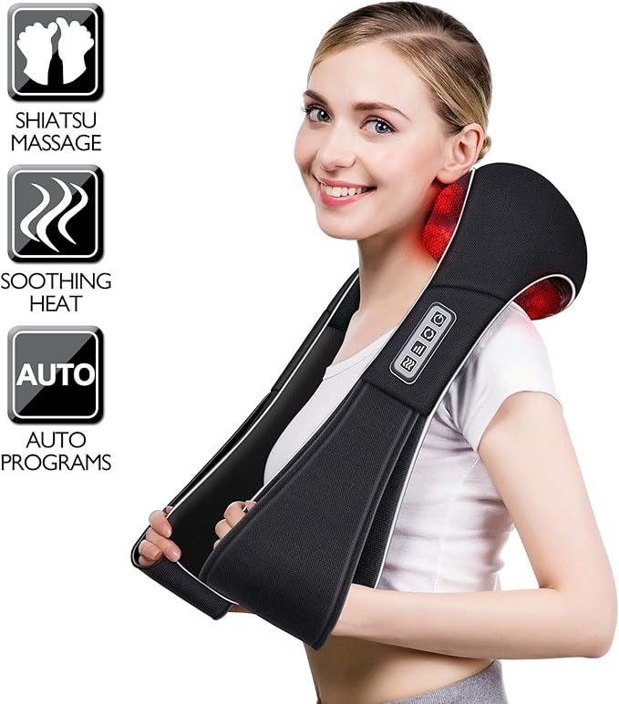 VIKTOR JURGEN Christmas Gifts for Women & Men, Shiatsu Neck and Shoulder Massager with Heat Deep Tissue Kneading Sports Recovery Massagers for Back, Foot, Relaxation Gifts for Wife, Husband, Him, Her