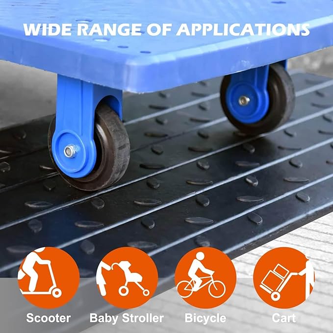 Rubber Wheelchair Threshold Ramp, 1"/1.5"/2"/2.5"/3"/3.5"/4" Rise Options, Wheelchair Ramp 7000Lbs Load Capacity, Non-Slip Textured Surface for Wheelchairs, Scooters (2.5" Rise)