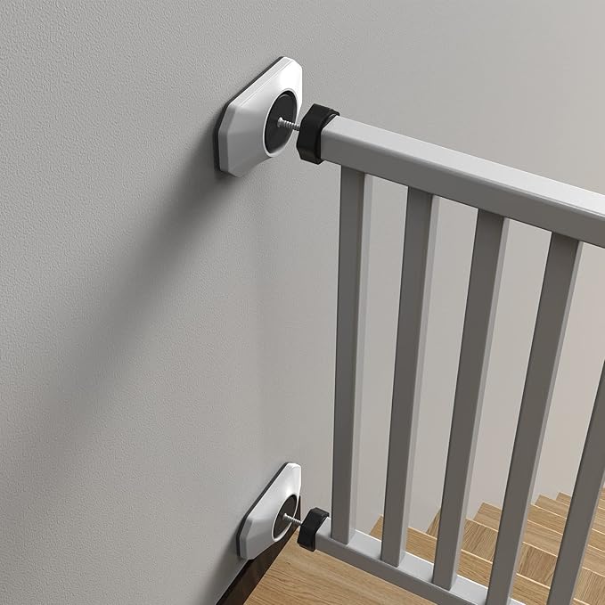 ICERO - Baby Gate Wall Protector - Protect Walls & Doorways from Pet & Dog Gates - for Child Pressure Mounted Stair Safety Gate- 4 Pack, White