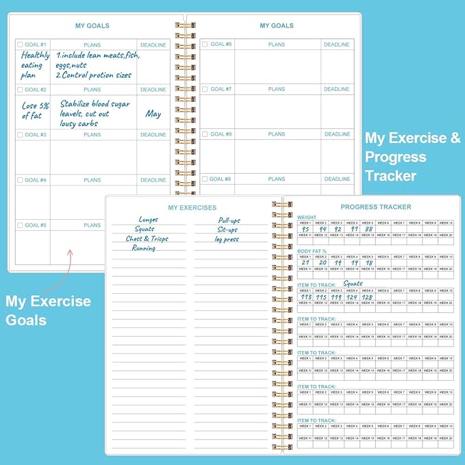 Simplified Fitness Journal for Women & Men,A5 Workout Journal/Planner Daily Exercise Log Book to Weight Loss, Gym, Muscle Gain, Bodybuilding Progress, 5.8"x8.3", Teal Flower