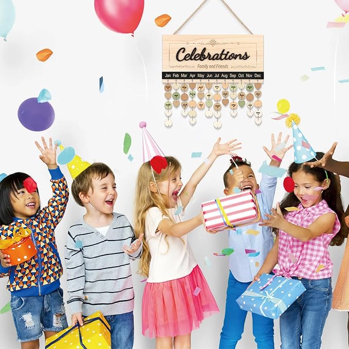 KAlRNE 3D Celebration Wooden Sign,Family Friends Birthday Calendar Wall Hanging Reminder Calendar Board Wall Art,Gift for Mother's Day Gift for Mom Grandma for Parents Birthday Tracker Plaque