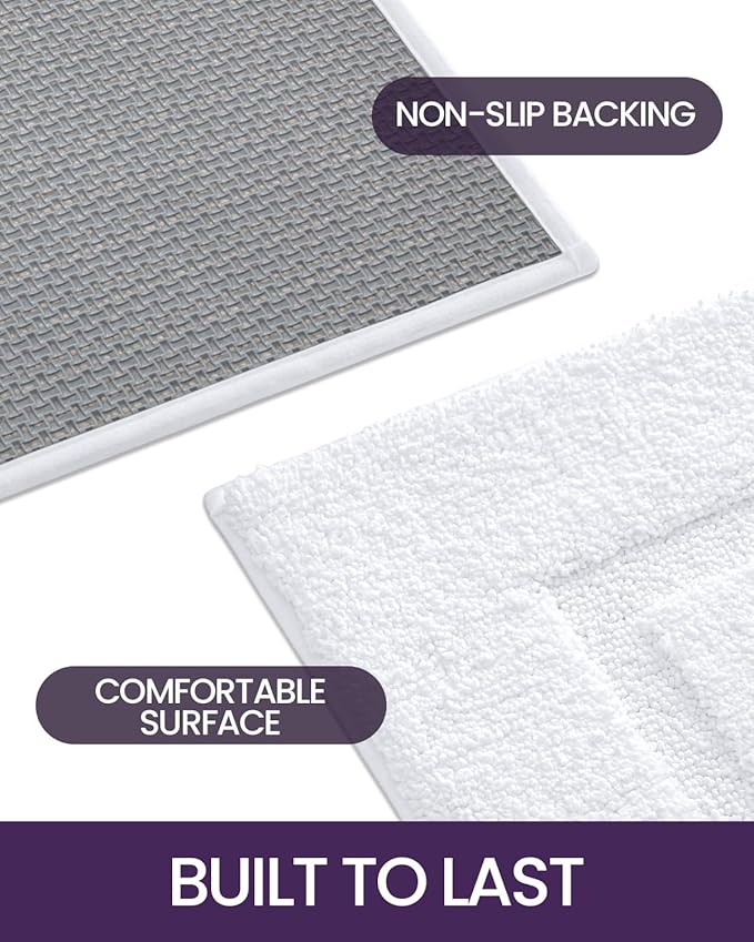 DEXI Bathroom Rugs 32x20, Washable Non Slip Bath Mat for Shower Floor, Absorbent Quick Dry Bathmat with Rubber Backing, Ultra Soft Plush Carpet for Tub, White