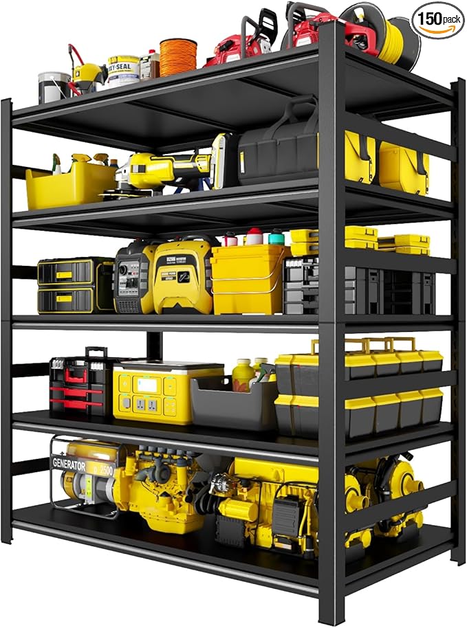 Metal Shelving 87" H x 48" W x 23.6" D, Deep Storage Heavy Duty Garage Shelves Series, Large Industrial Steel Racks for Garage, Basement & Factories, Multifunctional Utility Shelving Unit