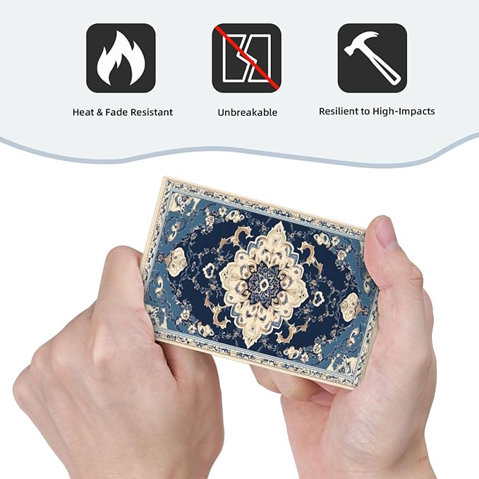 Decorative Light Switch Cover Plate Boho Beige Navy Blue Medallion 1 Gang No Device Single Blank Outlet Covers Wall Plate Switch Plate Covers for Country Bathroom Bedroom Decor