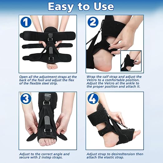 Plantar Fasciitis Night Splint-Upgrade 3 Adjustable Planter Facetious Relief Brace,Plantar Fasciitis Relief Women Men Straps,Support Relief Foot Drop Achilles Tendonitis Day Night(Black-1PC)