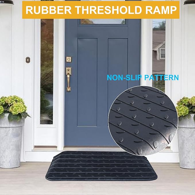 OrangeStar Rubber Threshold Ramp for Doorways, 3.5" Rise Non-Slip Wheelchair Ramp, 33000lbs Load Capacity, Rubber Curb Ramp for Wheelchair, Scooter