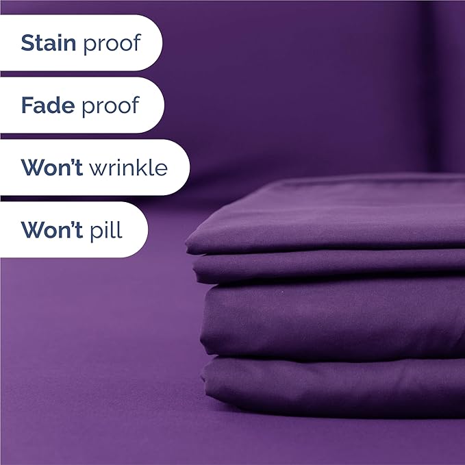 Split King 7 Piece Sheet Set - Cooling and Breathable Bed Sheets - Hotel Luxury Bed Sheets for Women, Men, Kids and Teens - Deep Pockets - Easy Fit - Soft and Wrinkle Free - Split King Purple Sheets
