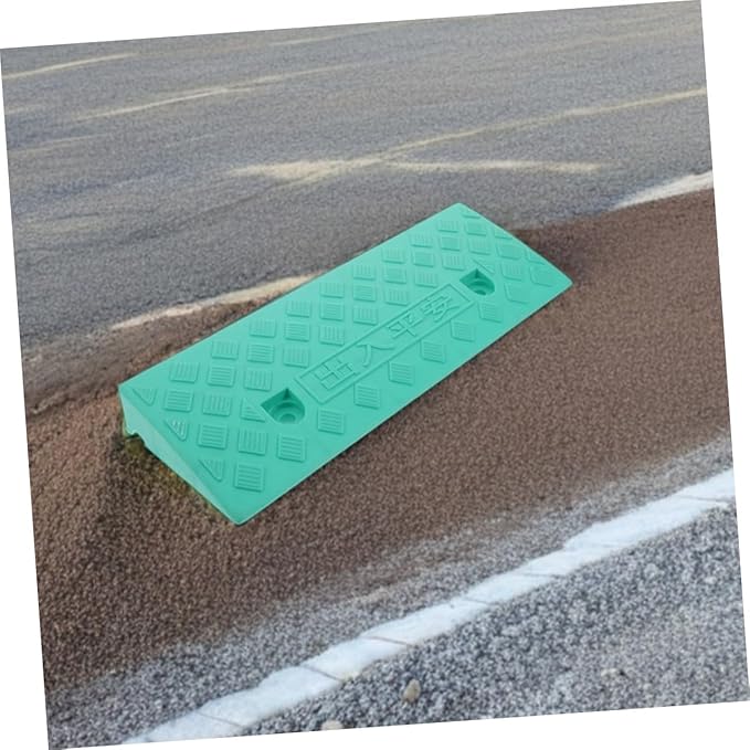 Plastic Threshold Ramp 7Cm Green Curb Ramp Step Pad for Doorways Wheelchair Scooter Mobility Aid for Home and Outdoor Use