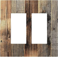 Barn Brown Wood Rustic Weathered Wood Print Decorative Outlet Covers 2 Gang Double GFCI Rocker Electrical Wall Panels Light Switch Cover Plate for Farmhouse Home Decor