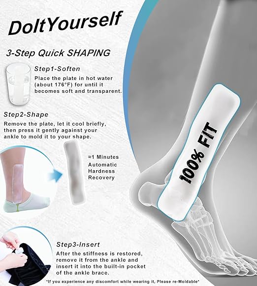 Quick Lace Ankle Brace with Custom Moldable Side Stabilizer Pads, Slim-Fit Adjustable Ankle Support for Men & Women, Ankle Stabilizer for Sprains, Injury Recovery, Running & Sports, S