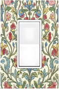 Decorative Outlet Covers Boho Red Floral Morris Plant Leaves 1 Gang Single Rocker Light Switch Cover Plate Wall Plates Gfci Faceplate For Farmhouse Cabin Decor
