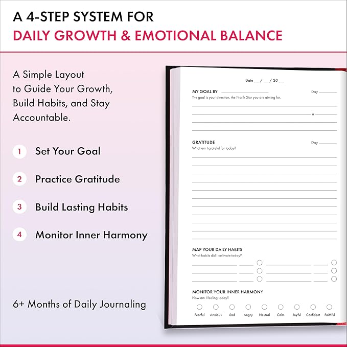 iAmEvolving Journal – Guided Gratitude & Goal Planner with Habit Tracker, Mindfulness Prompts & Daily Reflection | Undated 6-Month Self-Care & Personal Growth Notebook (White Cover • Limited Edition)
