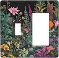 Decorative Outlet Covers Colorful Floral Dark Sky Wildflower Plants 2-Gang Combo Light Switch Cover Plate Single Toggle/Rocker Wall Plate Plug Switch Plate Covers for Bathroom Decor