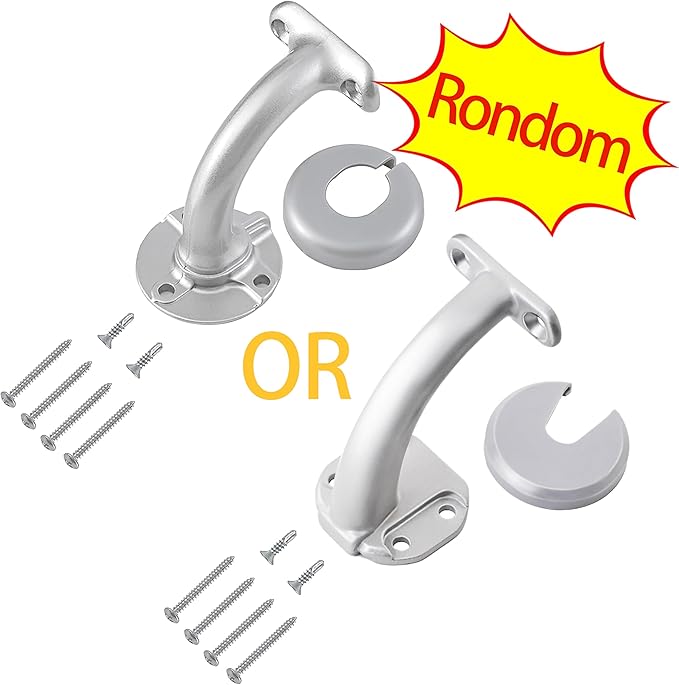 8FT Modern Aluminum Handrail Set, handrails for Indoor Stairs,Deck,Slope, Wall Mounted Staircase handrails, Zink Alloy Brackets Included,Rust Free. (Anodized Silver, 8 FT)