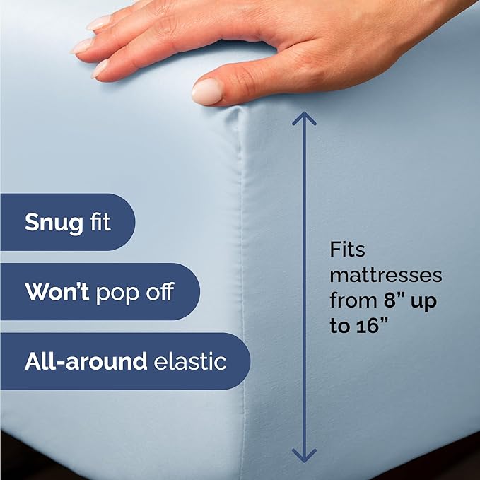 Twin 4 Piece Sheet Set - Cooling & Breathable Bed Sheets - Hotel Luxury Bed Sheets for Women, Men, Kids & Teens - Comfy Bedding w/Deep Pockets & Easy Fit - Soft & Wrinkle Free - Twin Sky Blue Sheets