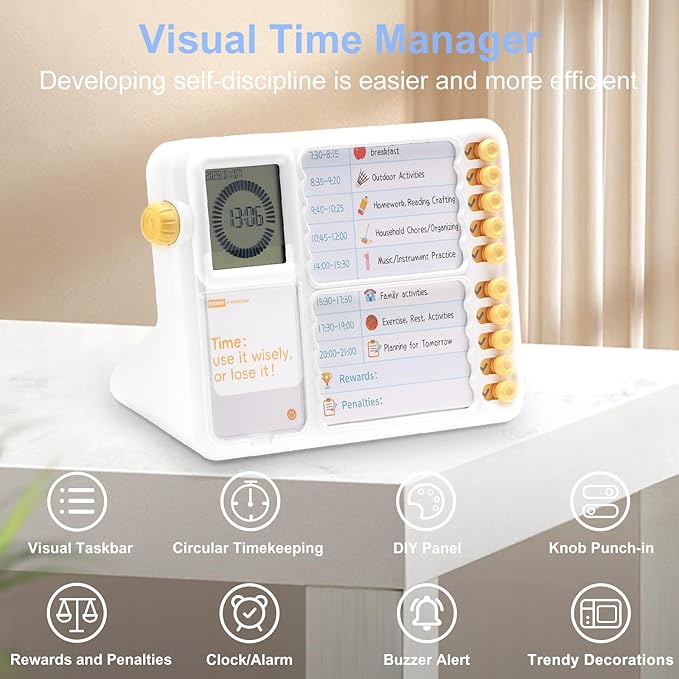 Visual Timer for Kids with Planning Board ADHD Tools Schedule for Kids with Autism Desk Timer Management Silence Tools for Classroom Home