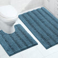 Turquoize Chenille Bathroom Rugs Set Non-Slip Bath Mats for Bathroom Super Absorbent Shaggy Rugs for Tub Shower Toilet Bath Rug Plus U Contour Rug (Oversized: 24" x 36" and 20" x 24" U), Turquoise