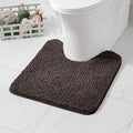 MIULEE Microfiber Toilet Bath Mat U-Shaped Contour Shaggy Rugs Non Slip Extra Thick Soft Absorbent Water for Bathroom Commode Machine Washable(20x20 Inch, Brown)