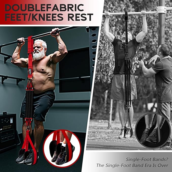 Pull Up Assistance Bands, Adjustable Heavy Duty Resistance Band for Pull Up, 3 Pull Up Bands, Comfortable Fabric Feet/Knee Rest, Assistance Bands for Pull-Up, Home Fitness, Body Stretching