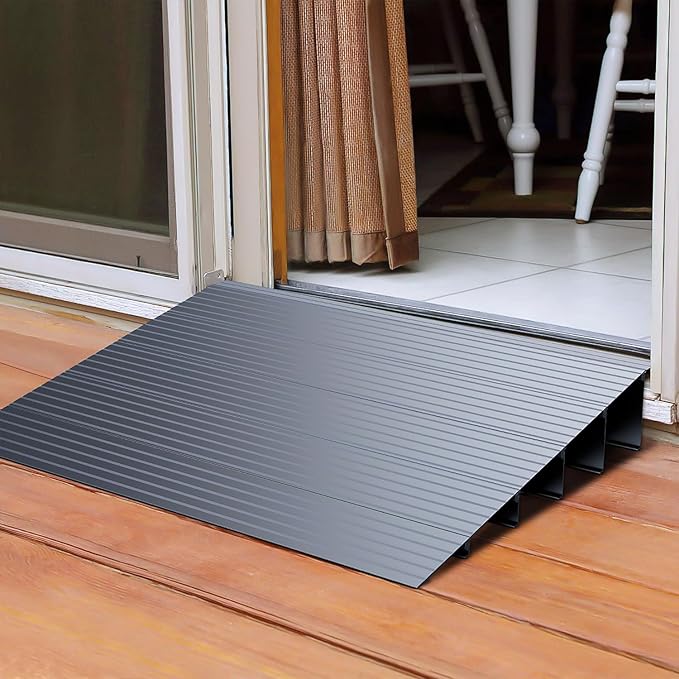 Nilight Door Threshold Ramp, 5" Rise Portable Aluminum Wheelchair Door Entry Ramps for Sheds Doorways Home Steps