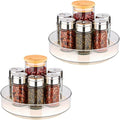 2 Pack Lazy Susan Organizer for Cabinet：Lazy Susan Turntable (8 Inch) with Non-Slip Mat and Handles,Turntable Rack for Kitchen,Pantry,Refrigerator,Bathroom and Vanity Countertop