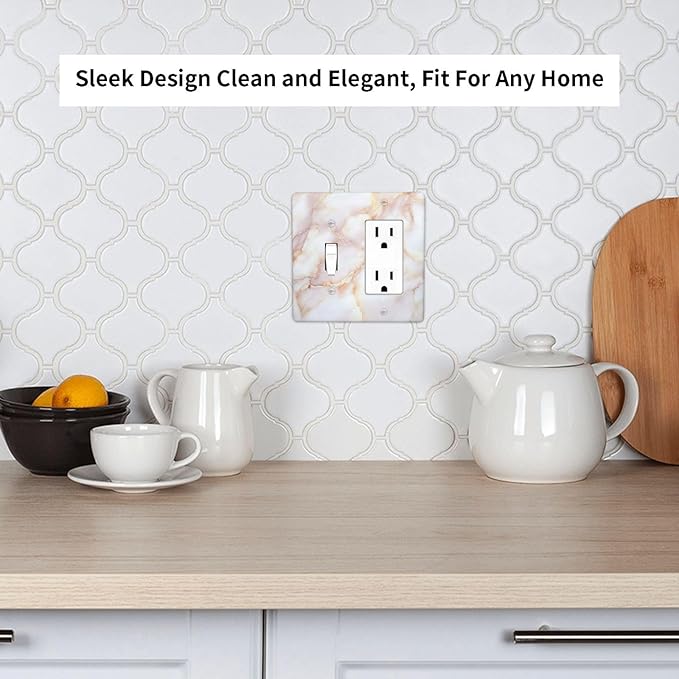 Outlet Covers Pink Jade Marble Granite 1 Toggle 1 Rocker Combination Decorative Wall Plate Electrical Switch Plates Light Switch Cover Plate For Bathroom Kitchen Decor