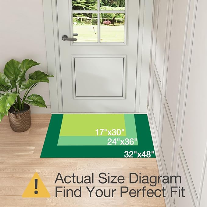 LUMI Indoor Door Mat 17"x30", Ultra Thin Low Profile Non-Slip Doormat for Home Entrance, Absorbent & Stain-Resistant Welcome Mats, Washable Entryway Mat for Front Door, Patio, Porch, Khaki
