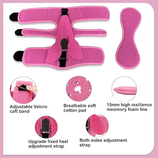 Plantar Fasciitis Night Splint-Upgrade 3 Adjustable Planter Facetious Relief Brace,Plantar Fasciitis Relief Women Men Straps,Support Relief Foot Drop Achilles Tendonitis Day Night(Pink-1PC)