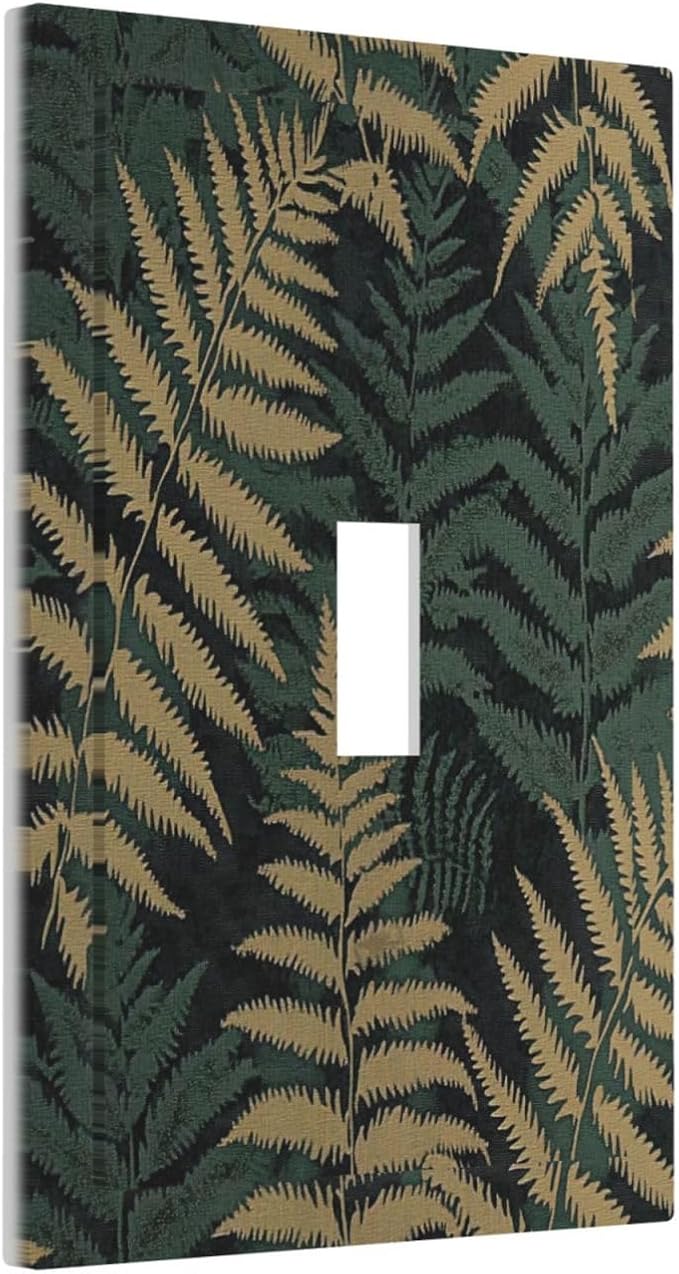 Decorative Light Switch Cover Botanical Fern Green Leaf Forest 1 Gang Single Toggle Device Electrical Faceplate Switchplates Decorator Outlet Wall Plate For Bed Room Home Decor